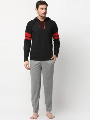 MACK JONNEY Men Black & Grey Colourblocked Night Suit