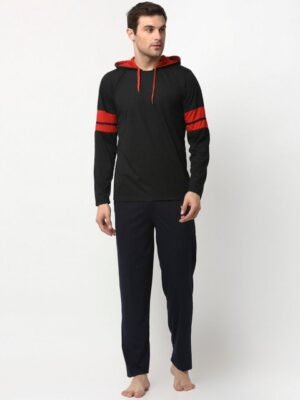 MACK JONNEY Men Black & Navy Blue Striped Night suit