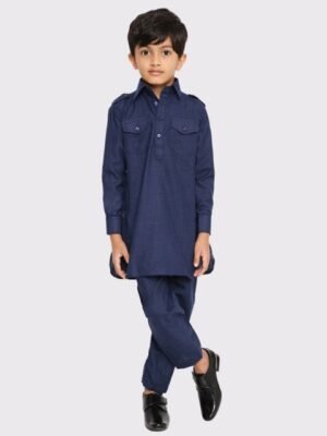 Maharaja Boys Shirt Collar Pathani Kurta With Trouser