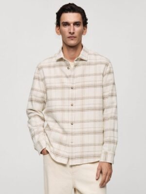 MANGO MAN Tartan Checks Pure Cotton Checked Flannel Shacket