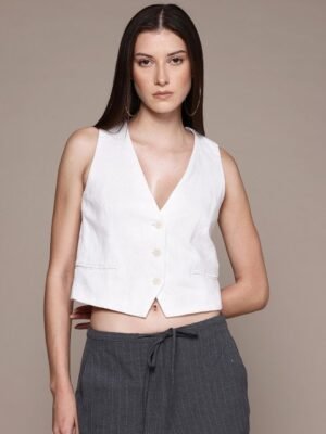 MANGO Pure Linen Single-Breasted Waistcoat