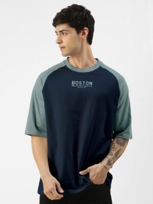 Maniac Colourblocked Raglan Sleeves Pure Cotton Oversized T-shirt