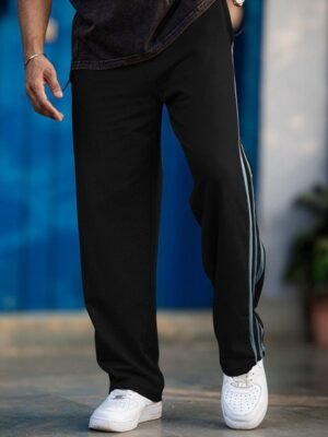 Maniac Men Colorblocked Cotton Baggy-Fit Track Pants