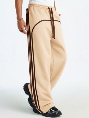 Maniac Men Striped Baggy Fit Cotton Track Pants
