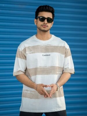 Maniac Men Striped Polo Collar T-shirt
