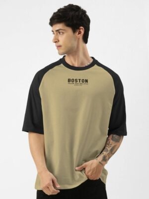 Maniac Men Typography Printed Round Neck Cotton Oversized T-shirt