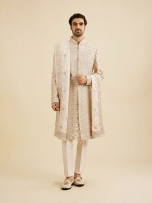Manyavar Floral Embroidered Sequinned Georgette Dupatta