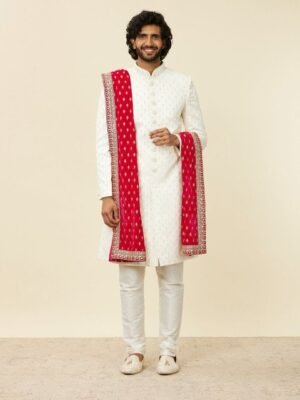 Manyavar Men Embroidered Velvet Dupatta with Sequinned