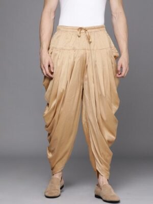Manyavar Mens Brown Art Silk Patiala