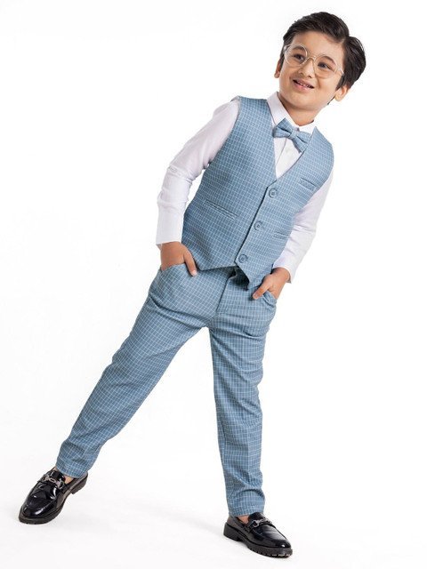 Mark & Mia Boys Checked V-Neck Single-Breasted Three-Piece Suit