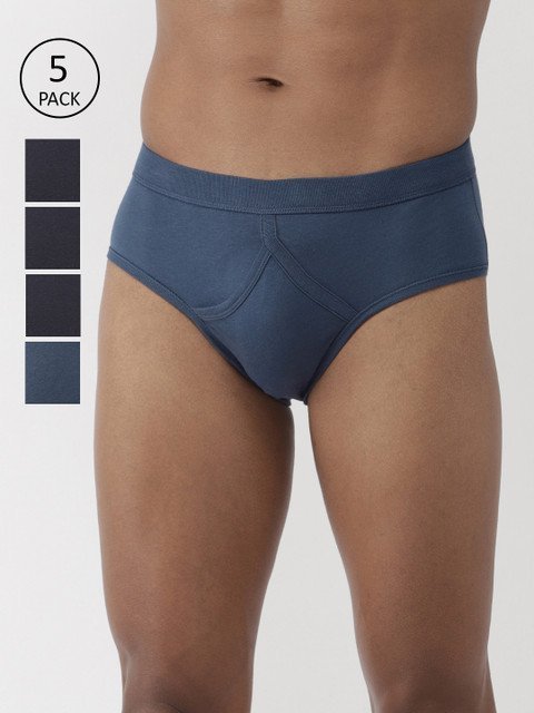 Marks & Spencer Men Pack of 5 Blue Solid Briefs T146901VNAVY/BLUE