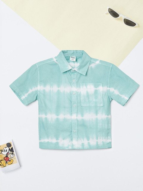 max Boys Horizontal Striped Spread Collar Pure Cotton Casual Shirt