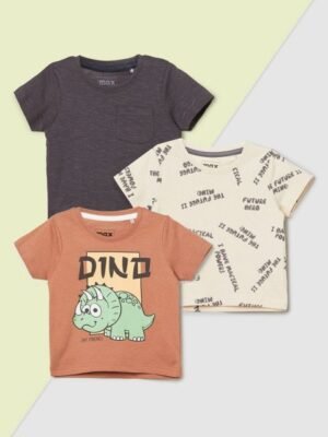 max Boys Pack of 3 Graphic Printed Round Neck Cotton T-shirts