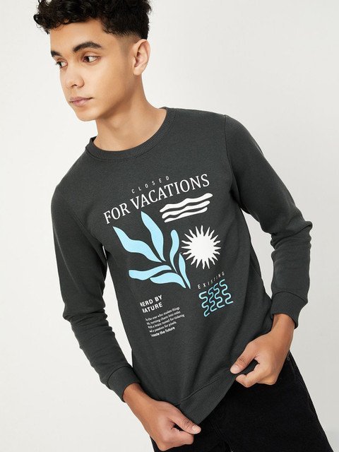 max Boys Printed Pullover Cotton Sweatshirt
