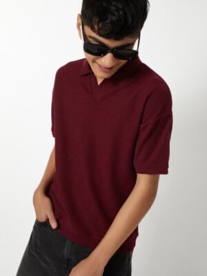 max Boys Solid Polo Collar T-shirt