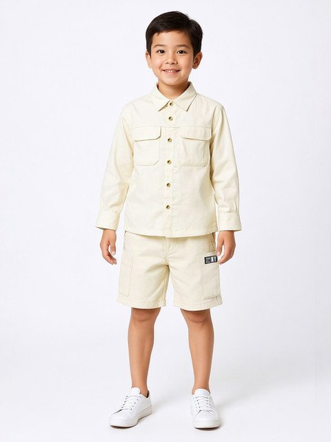 max Boys Spread Collar Cotton Shirt