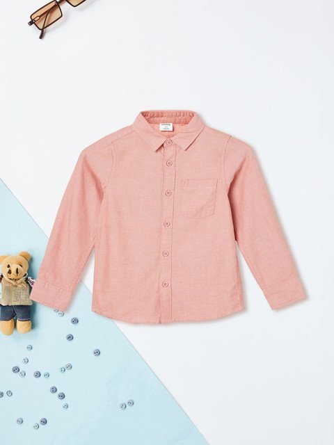 max Boys Spread Collar Regular Fit Cotton Shirt