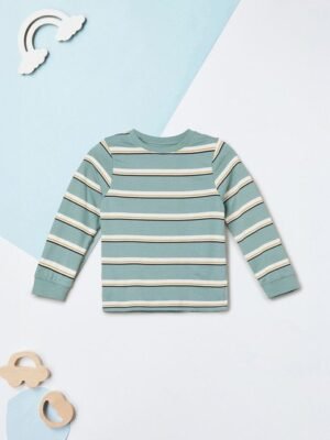max Boys Striped Round Neck Long Sleeve Cotton T-shirt