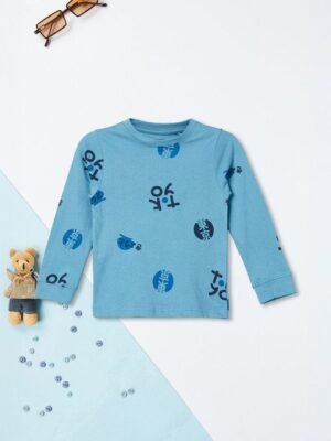 max Boys Typography Printed Round Neck Pure Cotton T-shirt