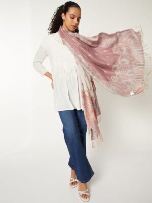 max Women Floral Woven Design Shawl