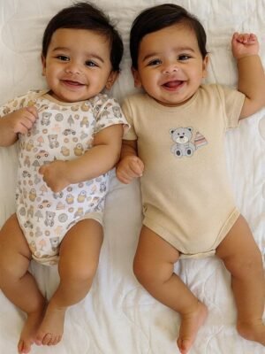 MeeMee Infants Pack Of 2 Printed Cotton Bodysuits