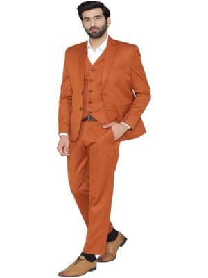 Mens 3pcs Solid Slim Fit Single Brested Suit