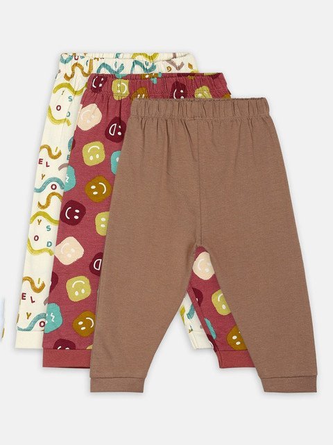 MINI KLUB Infant Boys Pack Of 3 Printed Pure Cotton Joggers