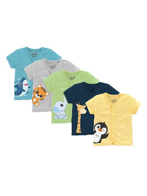 Minicult Infants Pack Of 5 Printed Cotton Jhablas JBL_HF_E004_14_P5