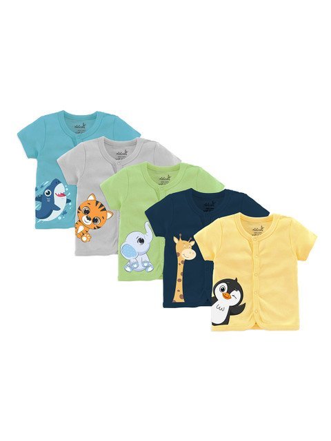 Minicult Infants Pack Of 5 Printed Cotton Jhablas JBL_HF_E004_17_P5