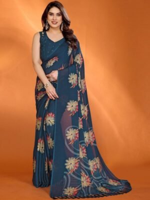 Mitera Floral Satin Saree