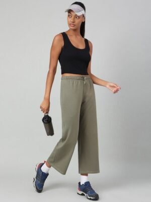 MKH Women Sage Green Solid Track Pants