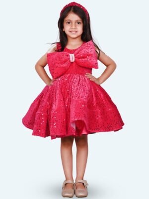 Modish Girls Solid Velvet Fit & Flare Dress