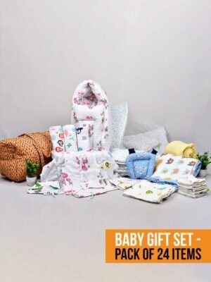Moms Home Infants 24 Pcs Printed Organic Cotton Baby Apparel Gift Set