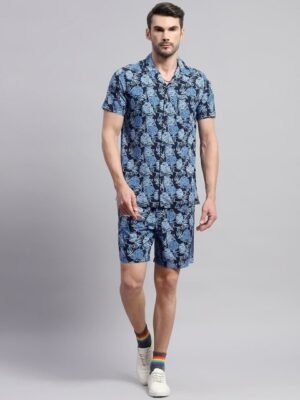 Monte Carlo Tropical Printed Spread Collar Casual Shirt With Shorts