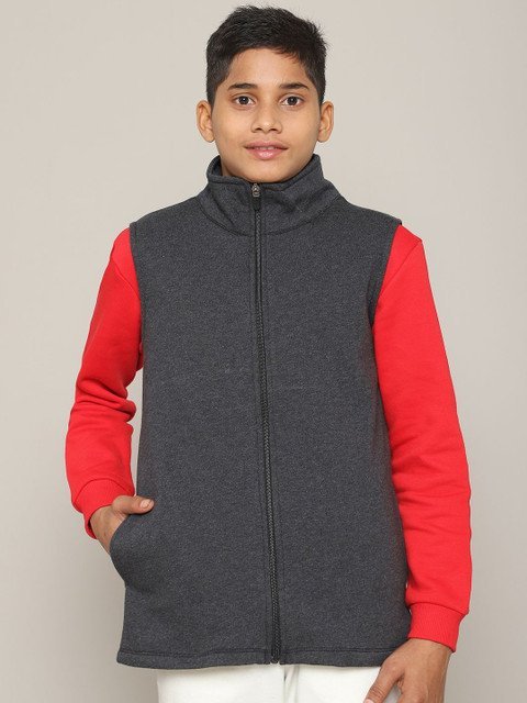 MOONAAH Boys Cotton Slim Fit Open Front Jacket