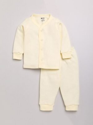 MooNKids Boy Lime Green Solid Cotton Thermal Set