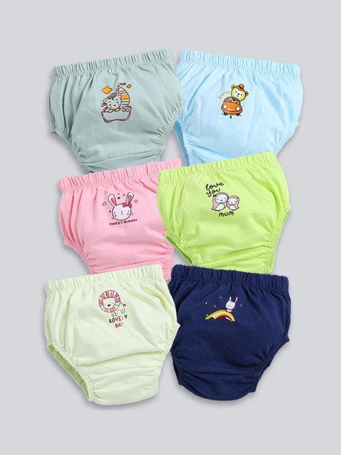 MooNKids Infant Pack of 6 Printed Cotton Basic BriefsMK_Bloomer_611