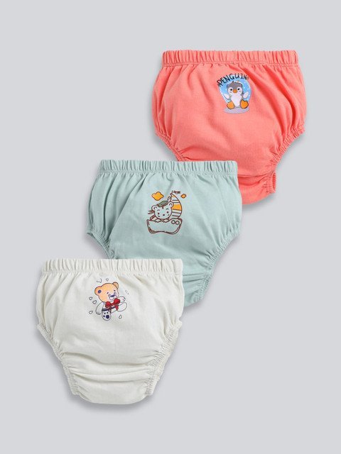 MooNKids Infants Pack of 3 Printed Detail Cotton Basic Briefs