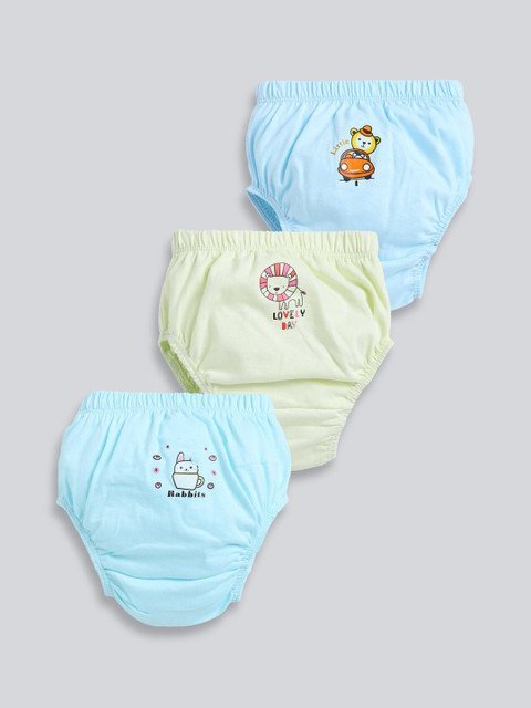 MooNKids Infants Pack of 3 Printed Detail Cotton Basic Briefs