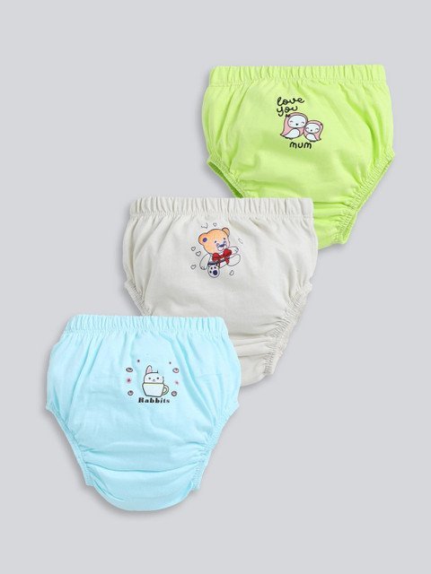MooNKids Kids Pack Of 3 Printed Cotton Basic Briefs