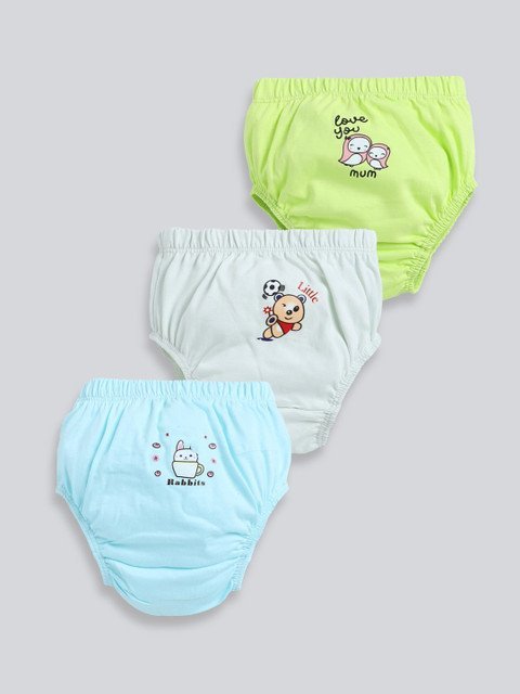 MooNKids Kids Pack Of 3 Printed Cotton Basic Briefs
