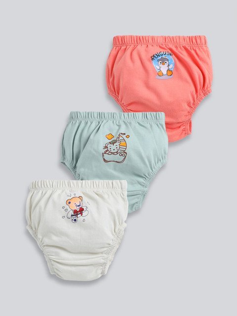MooNKids Kids Pack Of 3 Printed Cotton Basic Briefs