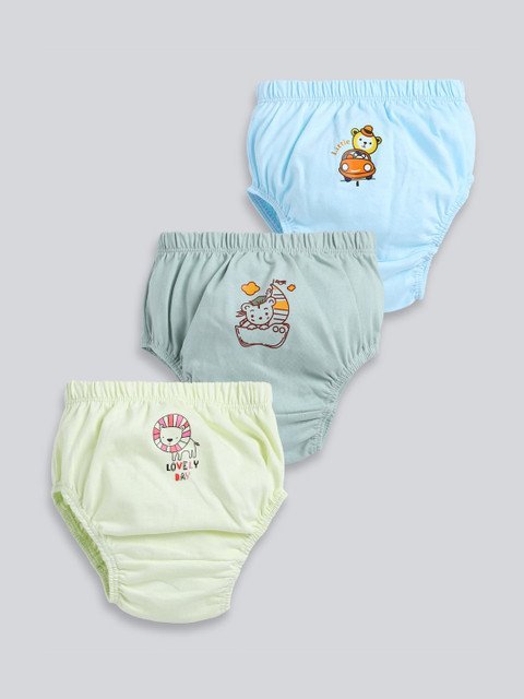 MooNKids Kids Pack Of 3 Printed Cotton Low Rise Basic Briefs