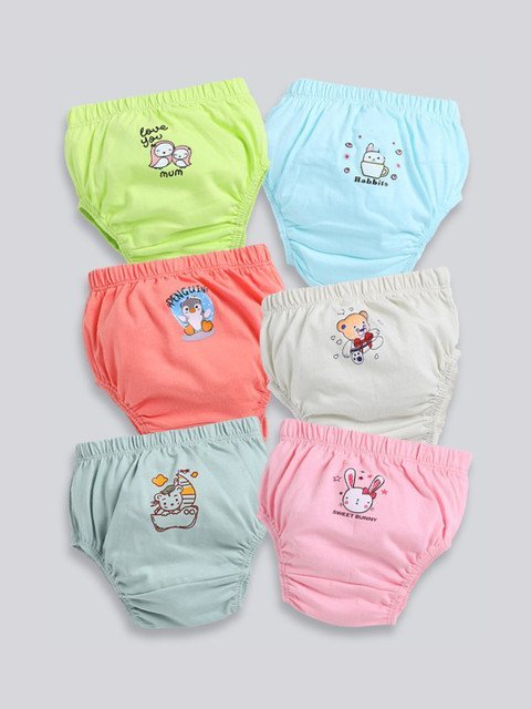 MooNKids Kids Pack Of 6 Printed Cotton Basic Briefs