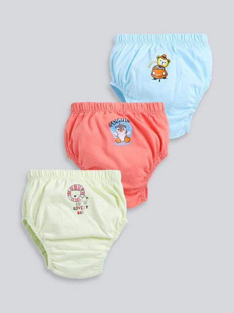 MooNKids Pack Of 3 Printed Cotton Basic Briefs