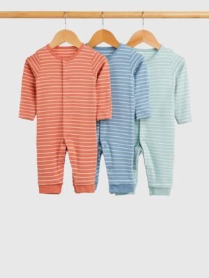 mothercare Boys Pack of 3 Striped Sleepsuit