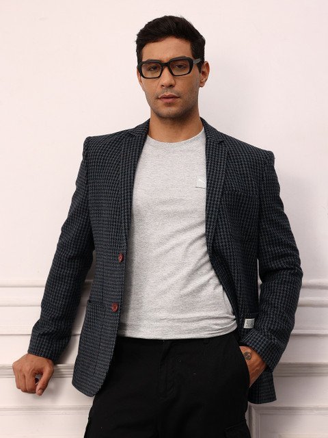 Mr Bowerbird Houndstooth Pattern Single-Breasted Blazer