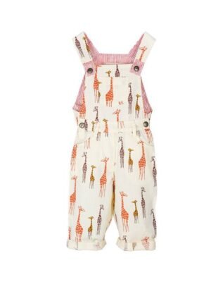 My Little Lambs Boys Beige & Orange Printed Tapered-Fit Cotton Dungarees