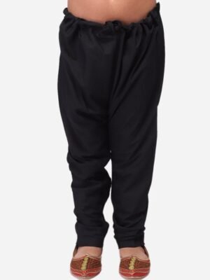 NAMASKAR Boys Black Pure Silk Churidar