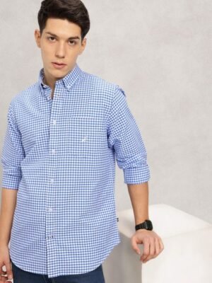 Nautica Classic Fit Checked Pure Cotton Casual Shirt